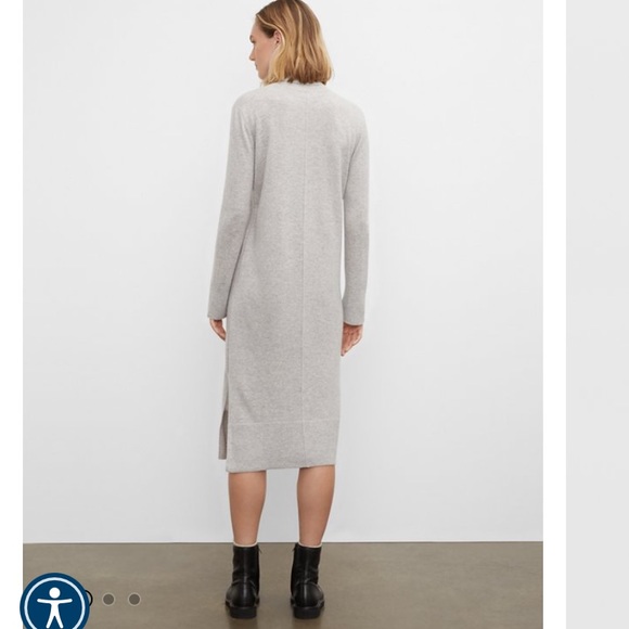 Yet Again Grey Wool Spandex Blend Long Turtleneck Sweater Dress Medium - Picture 12 of 13